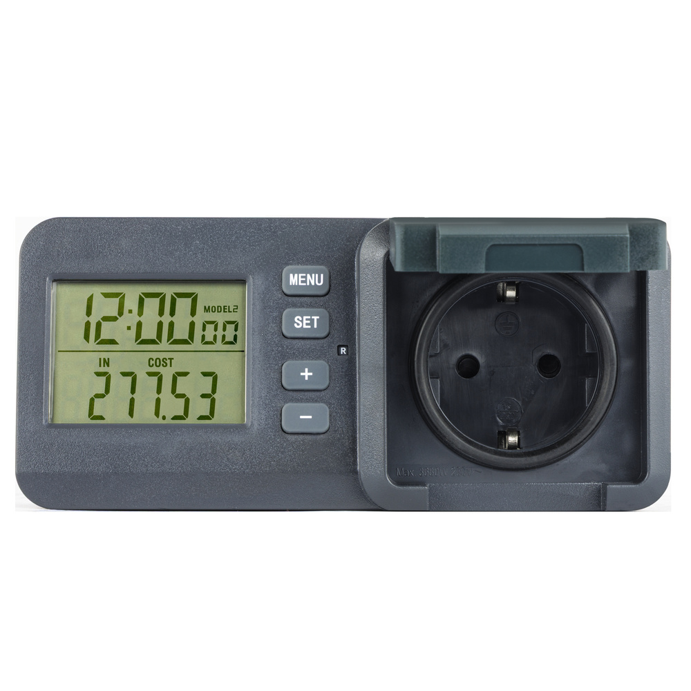 REV Energiekostenmessgerät mit LCD-Display, IP44, schwarz-grün