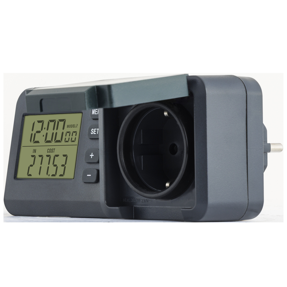 REV Energiekostenmessgerät mit LCD-Display, IP44, schwarz-grün