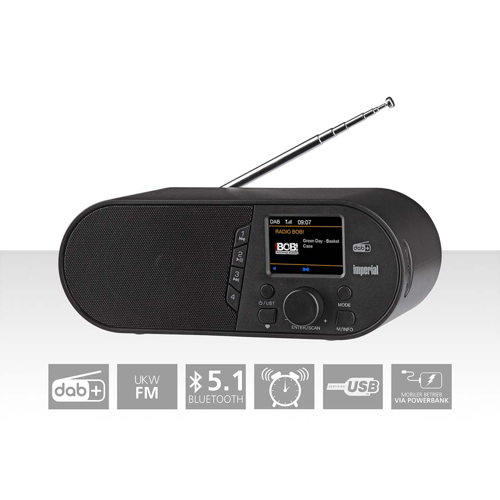 IMPERIAL DABMAN d105 Kompaktes DAB+ /FM /Bluetooth Radio, Schwarz