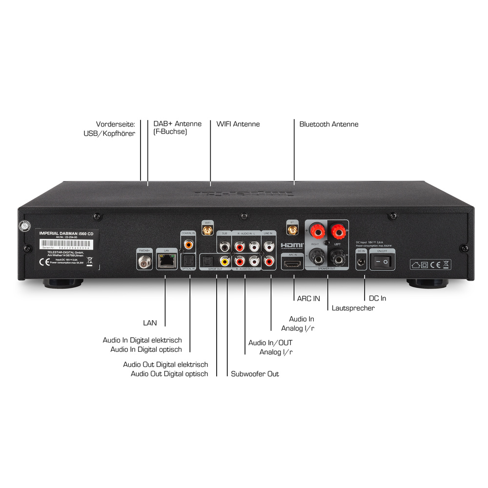 IMPERIAL DABMAN i560CD Stereo Receiver, 2x30 W, Schwarz, WLAN