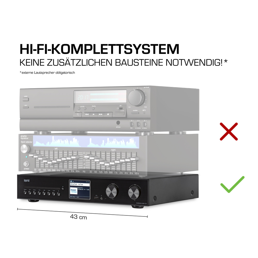 IMPERIAL DABMAN i560CD Stereo Receiver, 2x30 W, Schwarz, WLAN