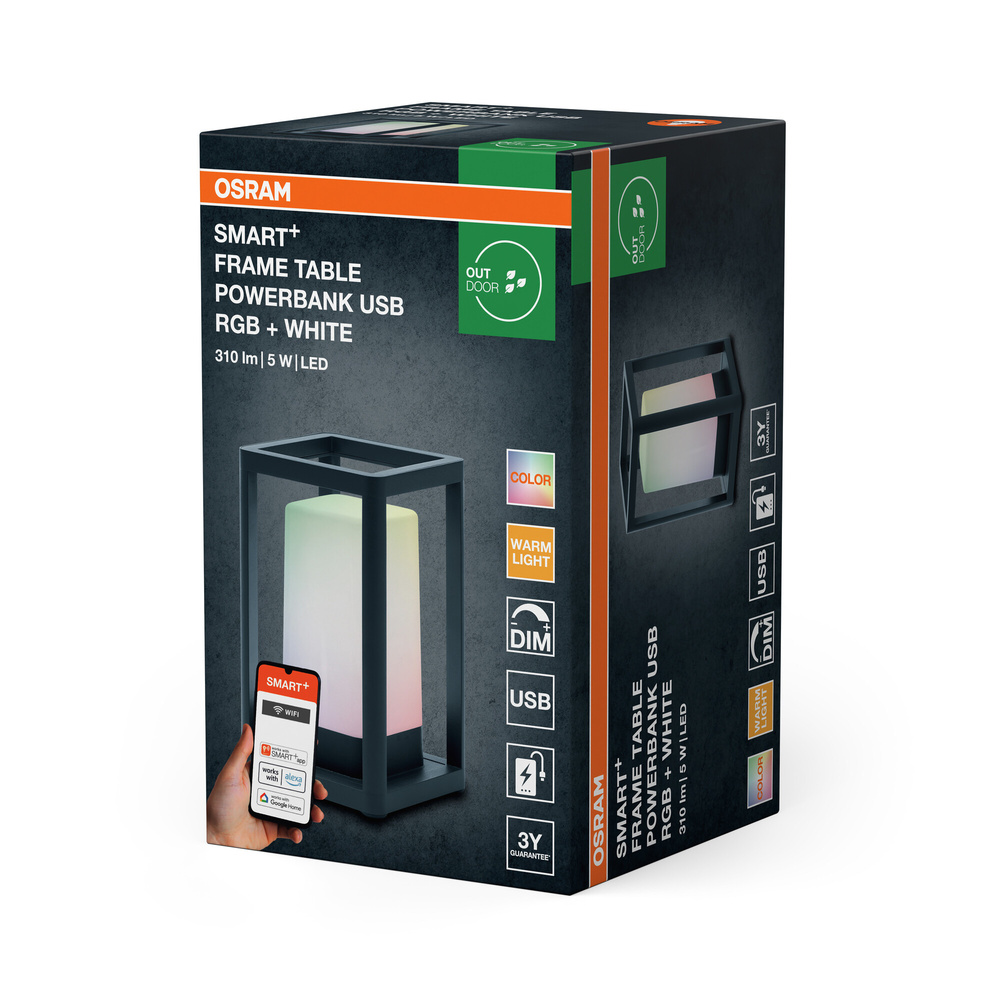 SMART+ Smart Home Tischleuchte, WLAN, Powerbank, USB, RGBW