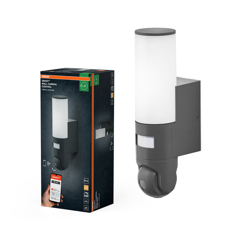 SMART+ Smart Home Außenleuchte mit Kamera, WLAN, IP44, schwarz
