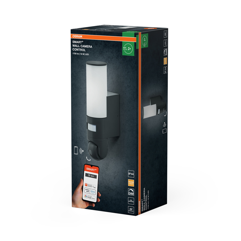 SMART+ Smart Home Außenleuchte mit Kamera, WLAN, IP44, schwarz
