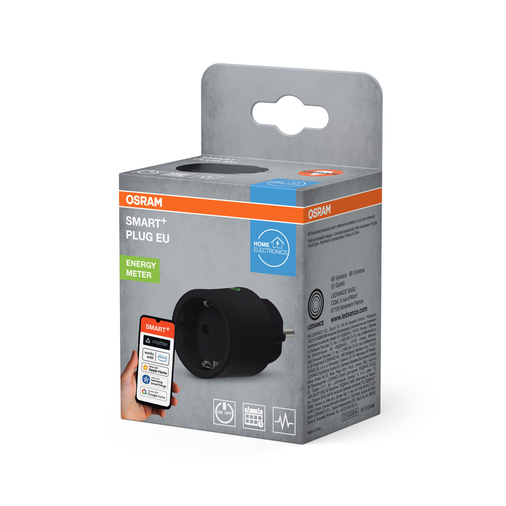 SMART+ Smart Home, Steckdose, MATTER, Verbrauchsmessung, WLAN, EU, schwarz
