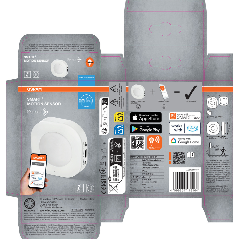 SMART+  Smart Home Bewegungssensor, WLAN, IP20, Weiß