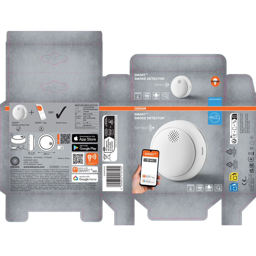 SMART+ Rauchwarnmelder mit WiFi-Steuerung, IP20, Weiß