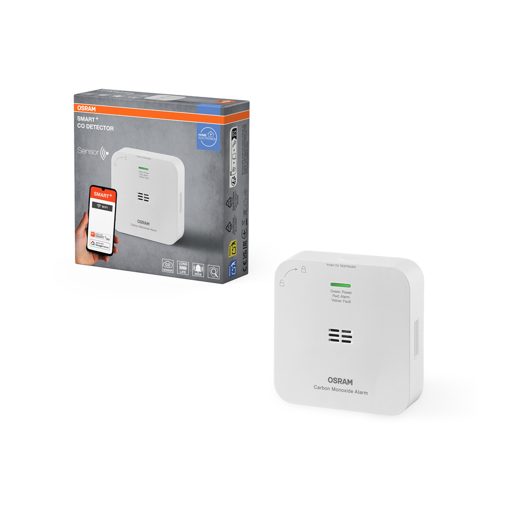 SMART+ Smart Home Kohlenmonoxid-Warnmelder, WLAN, IP20, Weiß