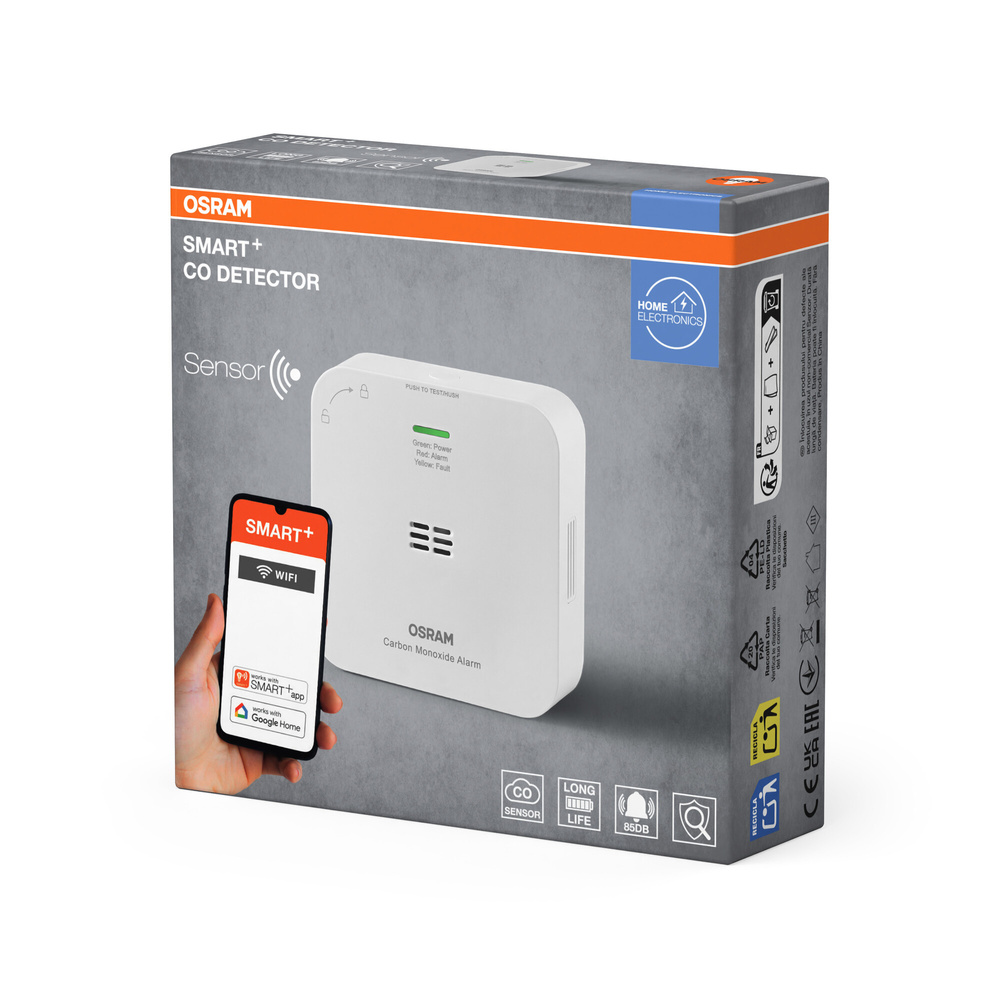 SMART+ Smart Home Kohlenmonoxid-Warnmelder, WLAN, IP20, Weiß