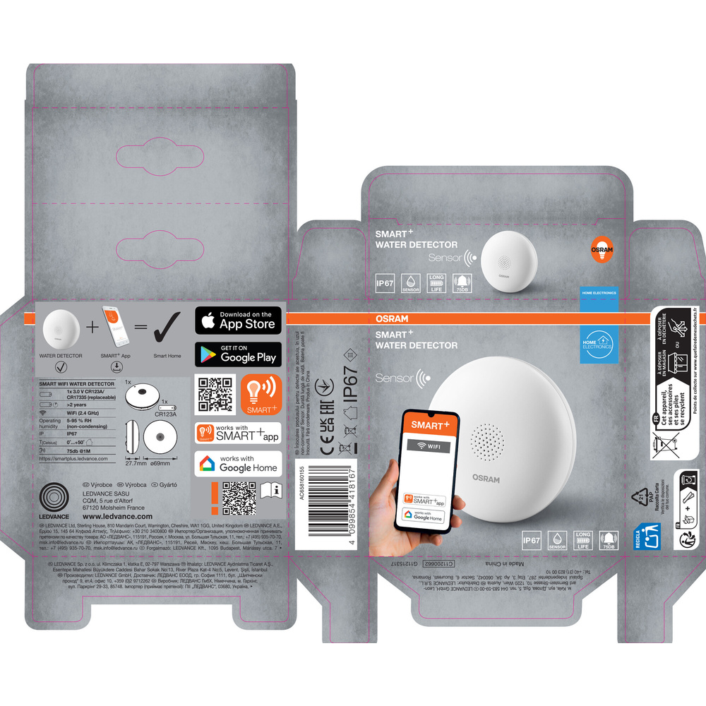 SMART+ Smart Home Wassersensor, WLAN, IP67, Weiß