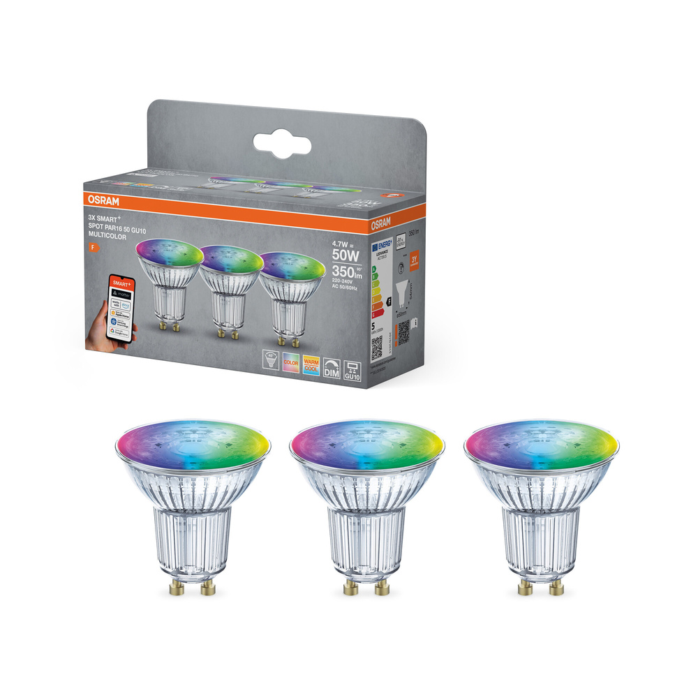 SMART+ Smart Home GU10 - 3er Pack, MATTER. WLAN, 4.7W  RGBW
