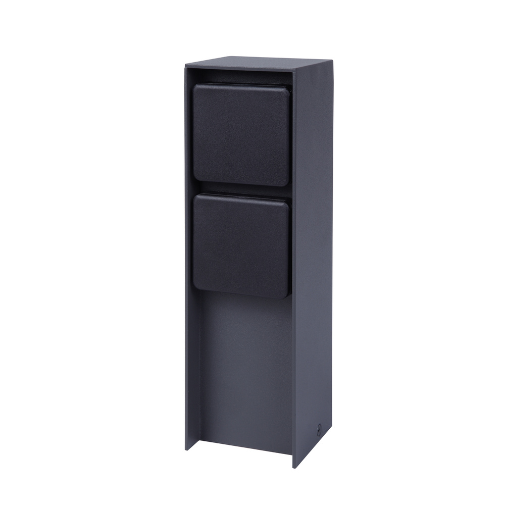ABANO Steckdosensäule 2-fach, Aluminium, IP44, Anthrazit
