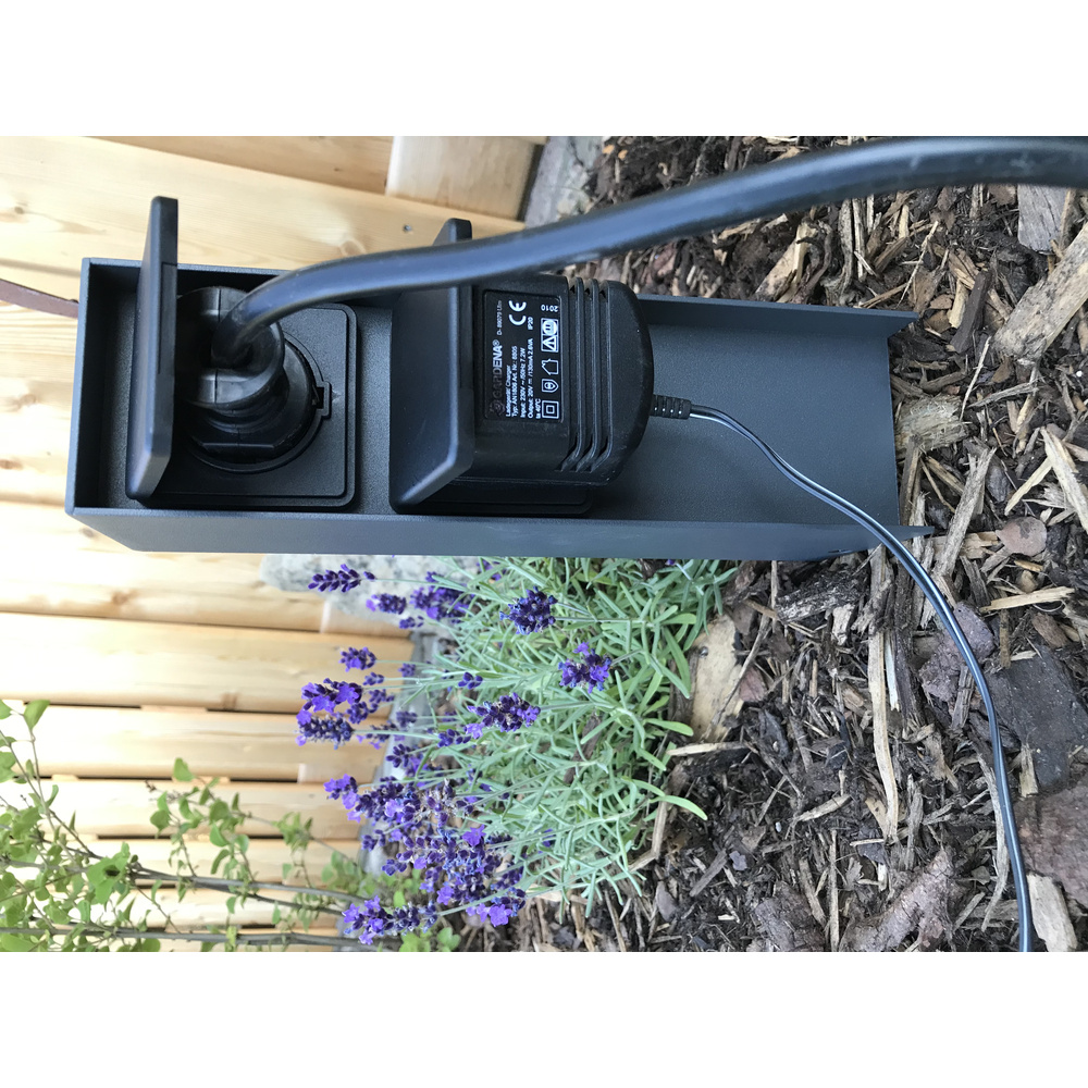 ABANO Steckdosensäule 2-fach, Aluminium, IP44, Anthrazit