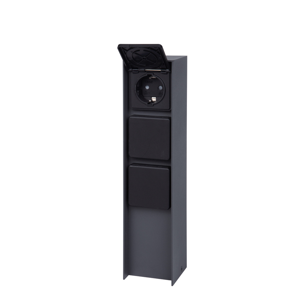 ABANO Steckdosensäule 3-fach, Aluminium, IP44, Anthrazit