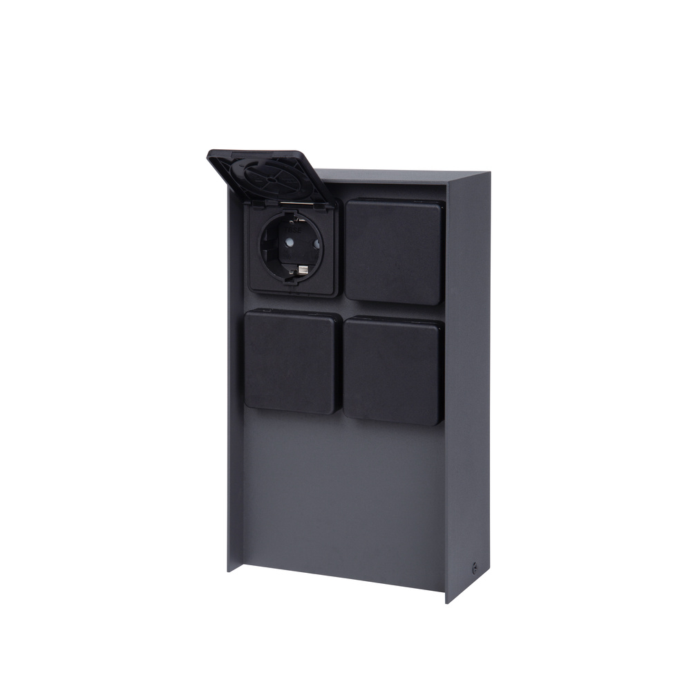 ABANO Steckdosensäule 4-fach, Aluminium, IP44, Anthrazit