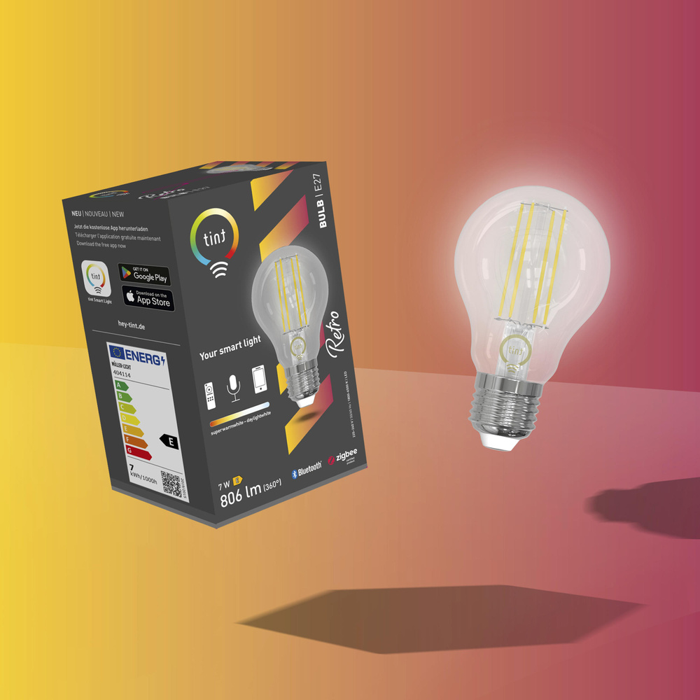 tint Smart Home  LED Birne Retro, 7W, 806lm, E27, 60x105mm ,CCT, Zigbee