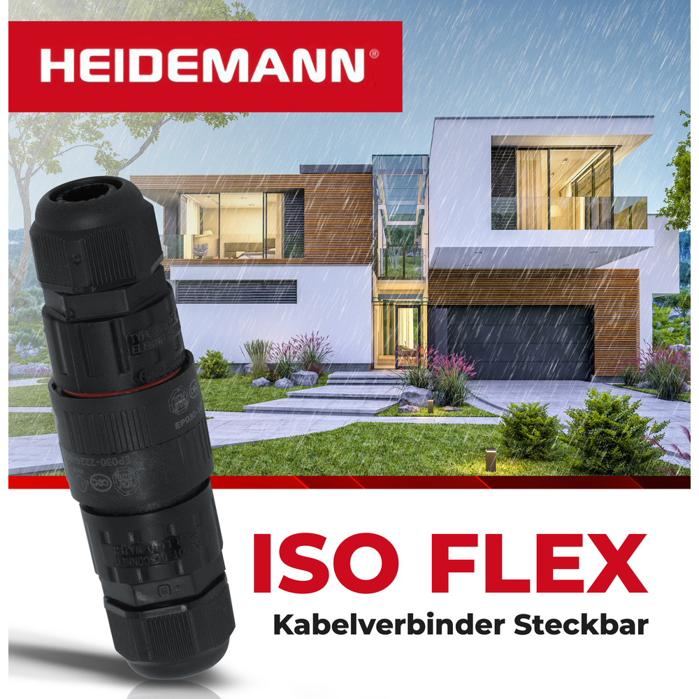 Heidemann ISO FLEX Kabelverbinder, steckbarem Kupplungsstecker, 3-polig, IP68