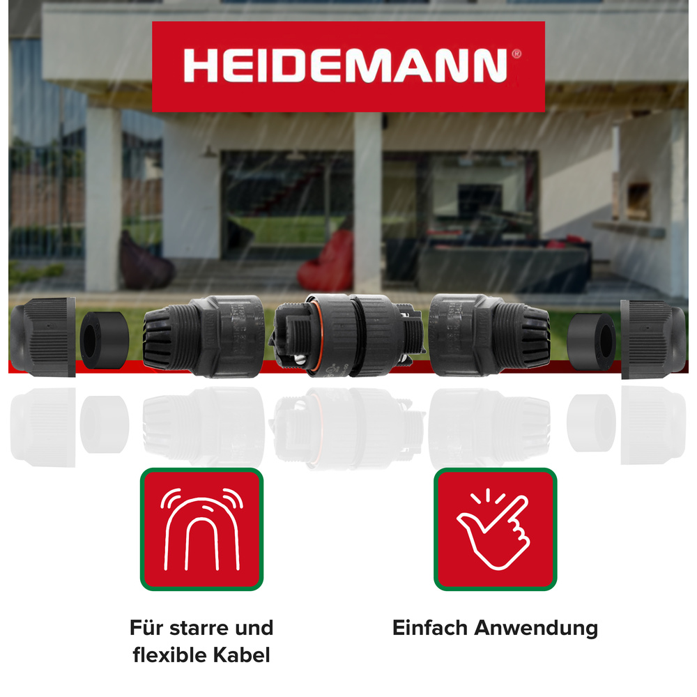 Heidemann ISO FLEX Kabelverbinder, steckbarem Kupplungsstecker, 3-polig, IP68