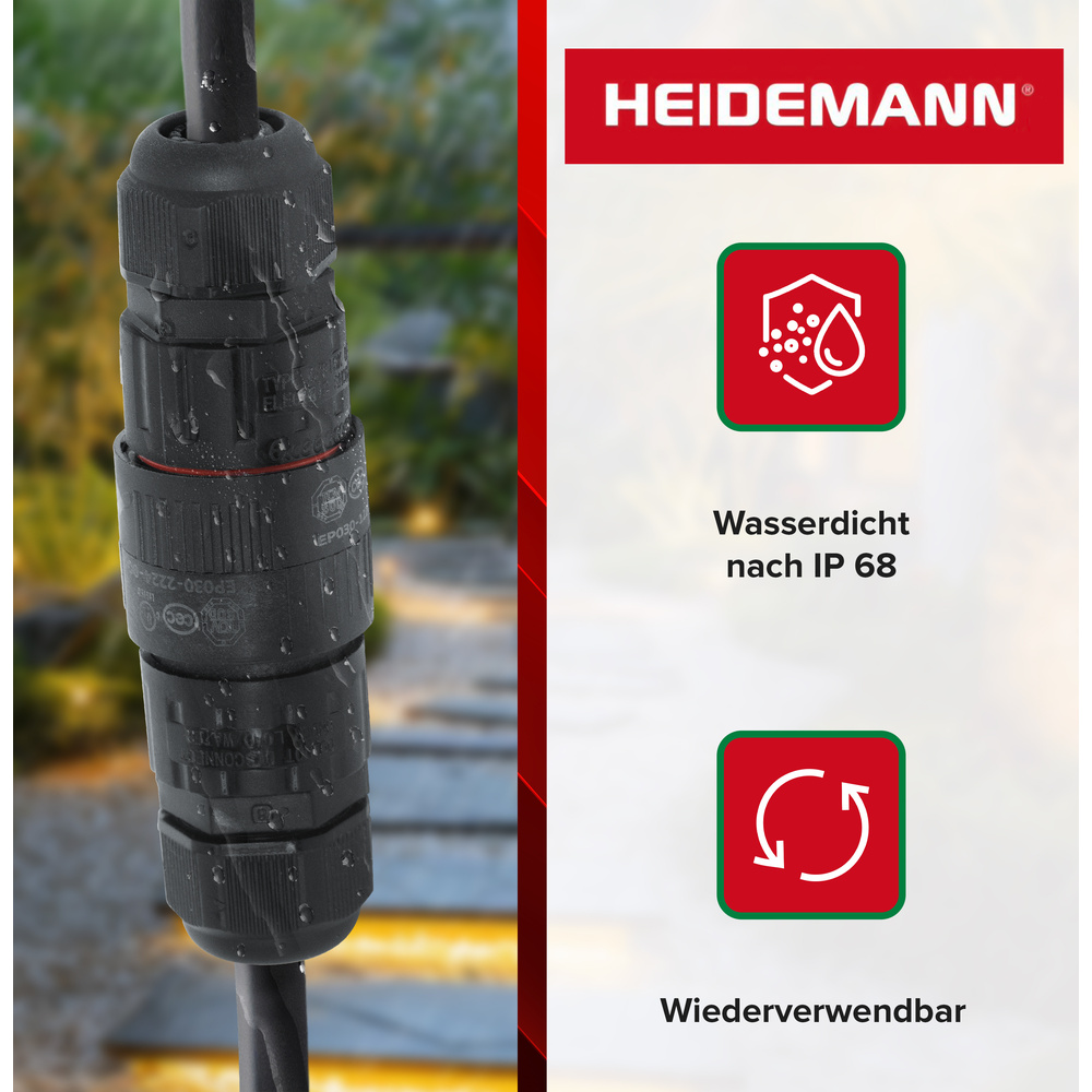 Heidemann ISO FLEX Kabelverbinder, steckbarem Kupplungsstecker, 3-polig, IP68