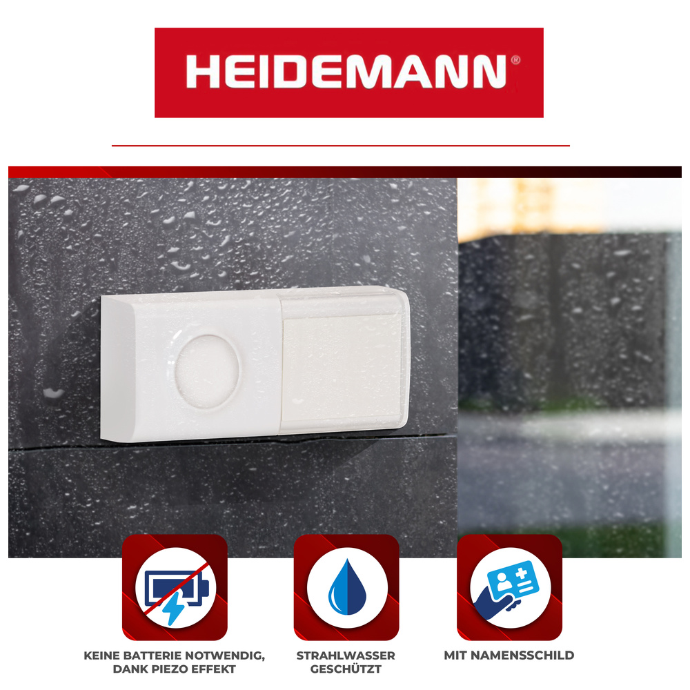 Heidemann BASELINE® Funkgong Piezo I, reinweiß