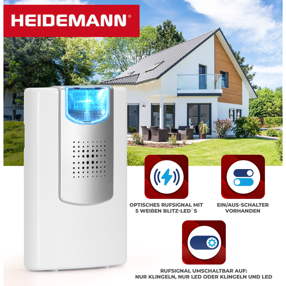 Heidemann Funkgong-Set HX-Flashlight, reinweiß/silberfarben