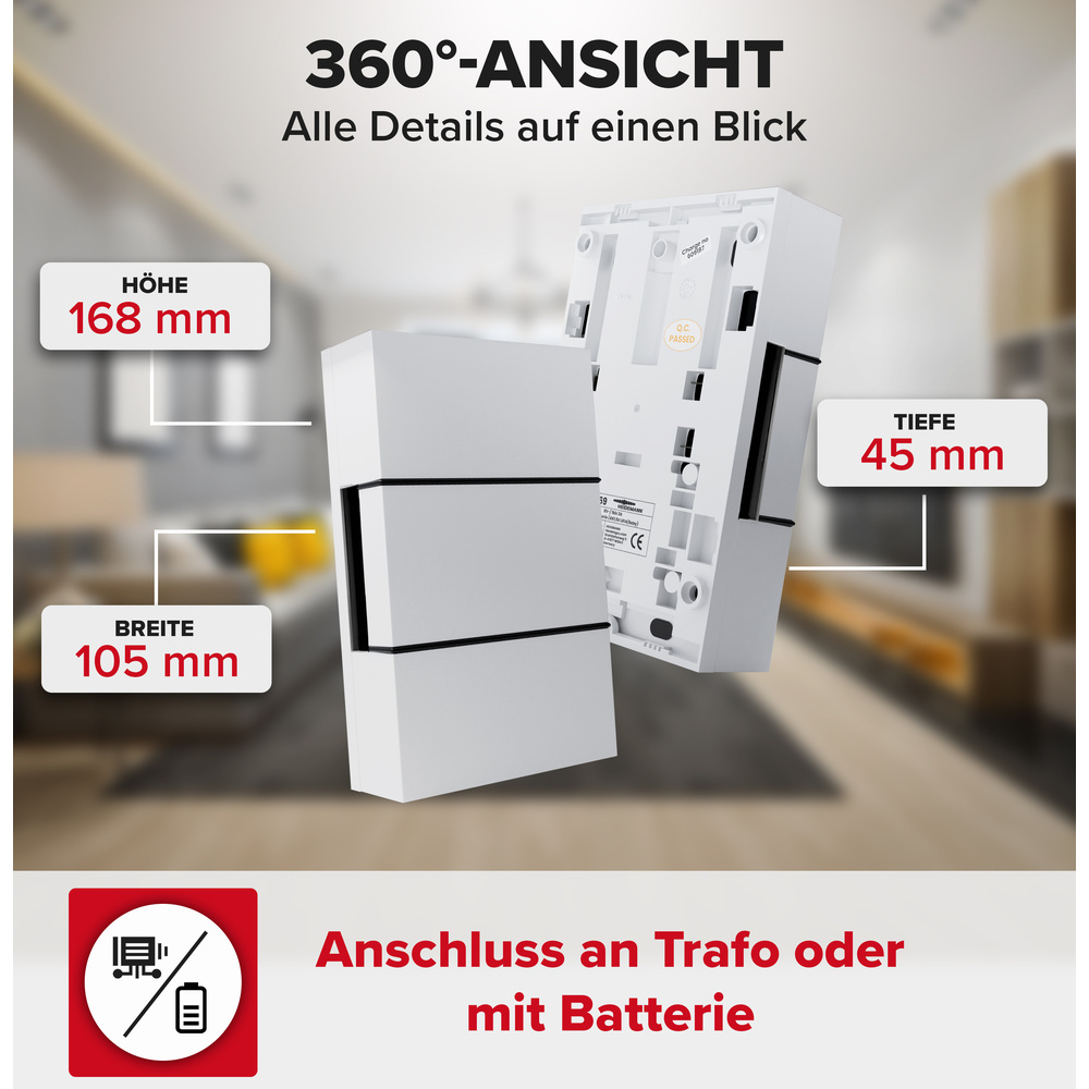Heidemann Zweiklang-Gong Ibis 8V, reinweiß