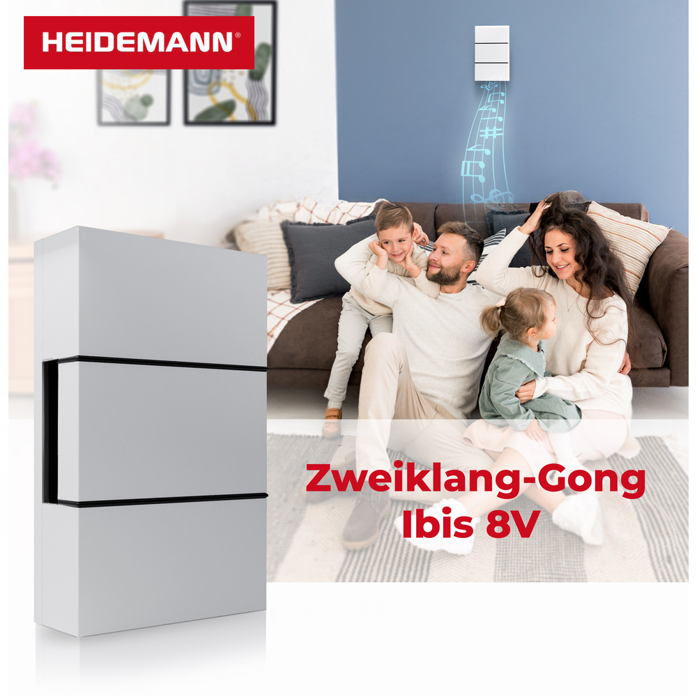 Heidemann Zweiklang-Gong Ibis 8V, reinweiß