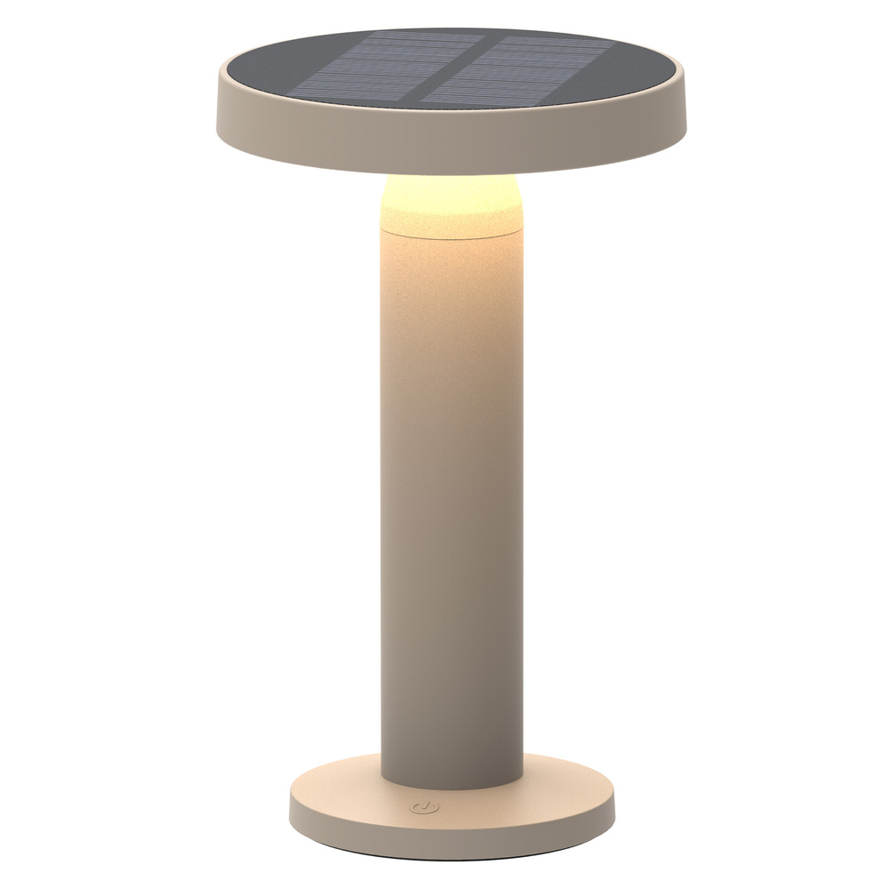 Solar-Tischlampe, Matt Sand, stufenlos dimmbar, Solar