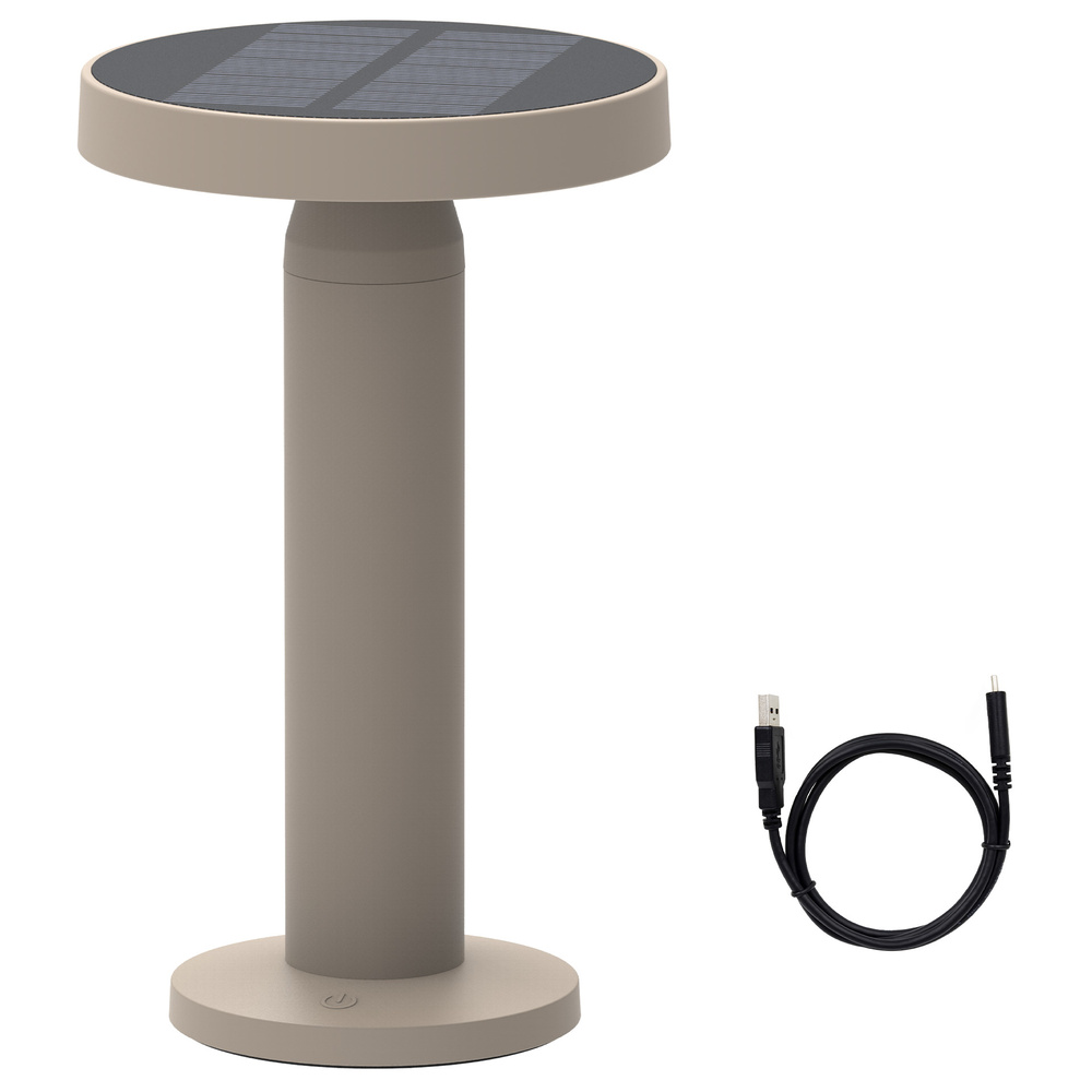 Solar-Tischlampe, Matt Sand, stufenlos dimmbar, Solar