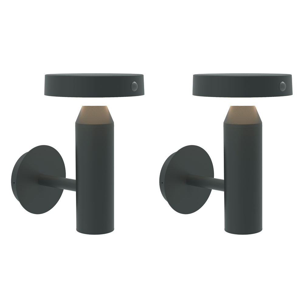 Die BOLD 2er-Set Solar-Wandleuchte mit PIR, Gun Grey