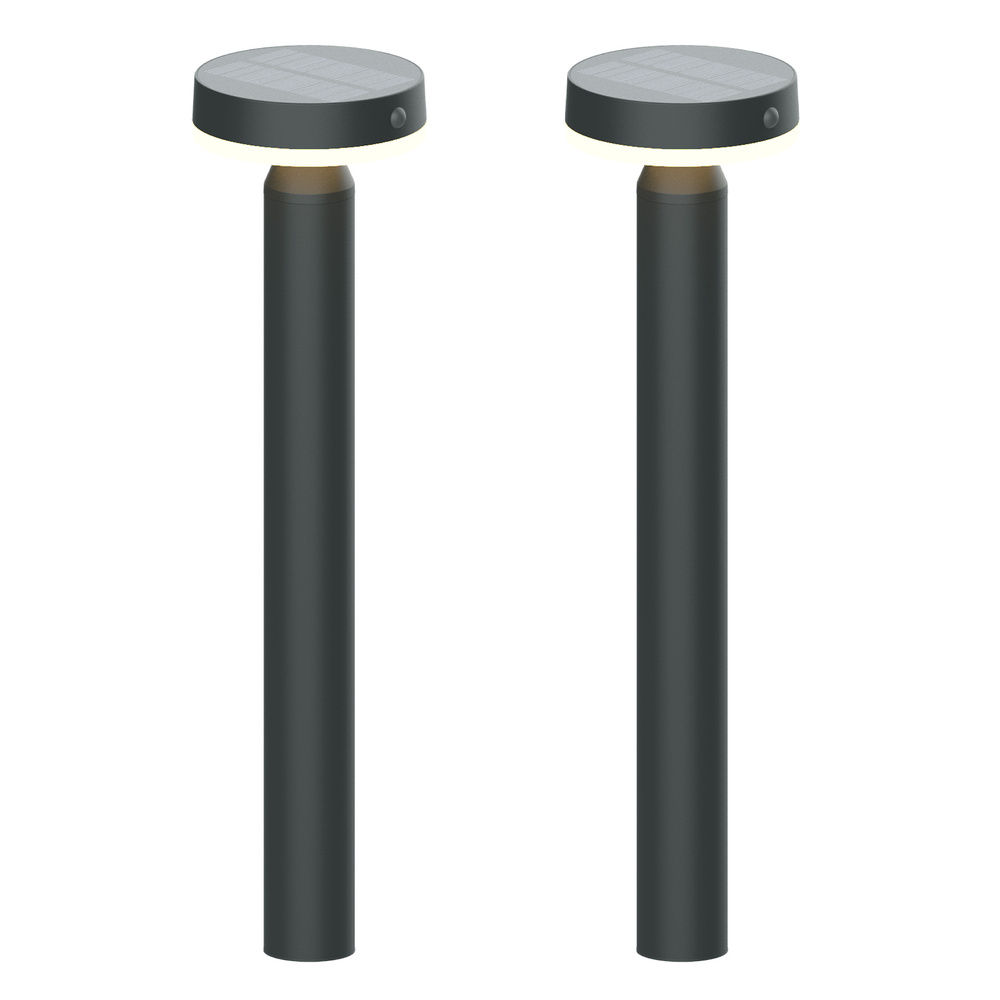 Die BOLD 2er-Set Solar-Leuchte mit PIR, 50 cm Höhe, Gun Grey