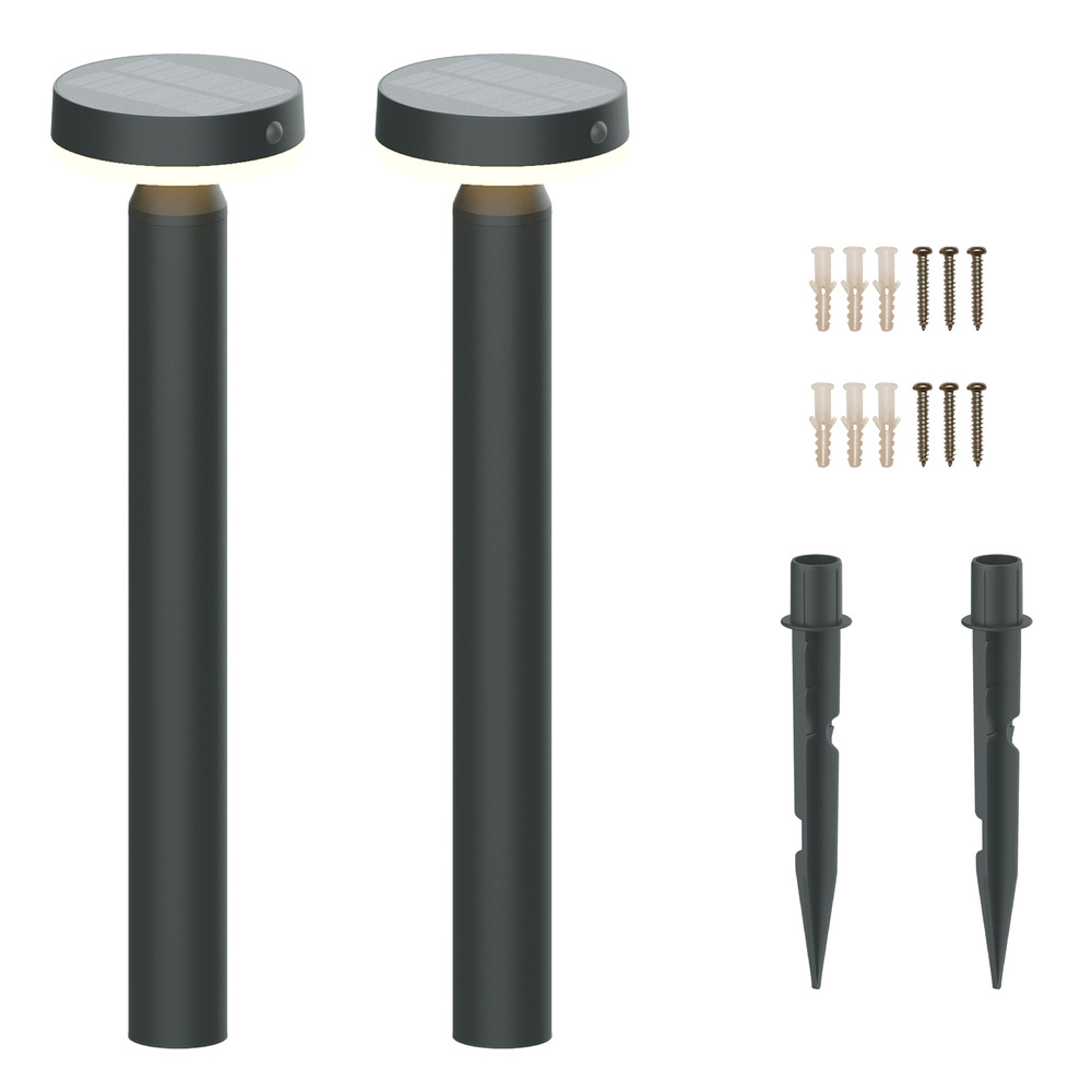 Die BOLD 2er-Set Solar-Leuchte mit PIR, 50 cm Höhe, Gun Grey