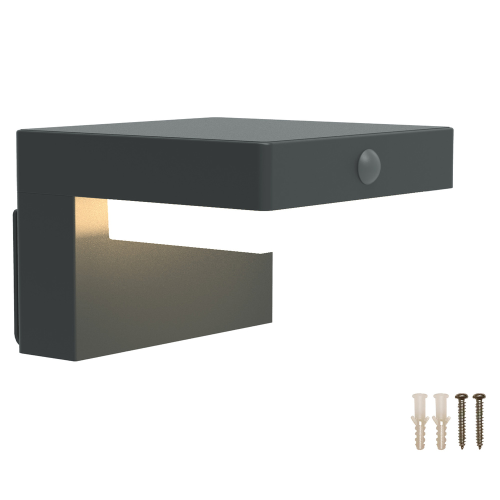 Die Bold Solar-Wandleuchte mit PIR, Gun Grey