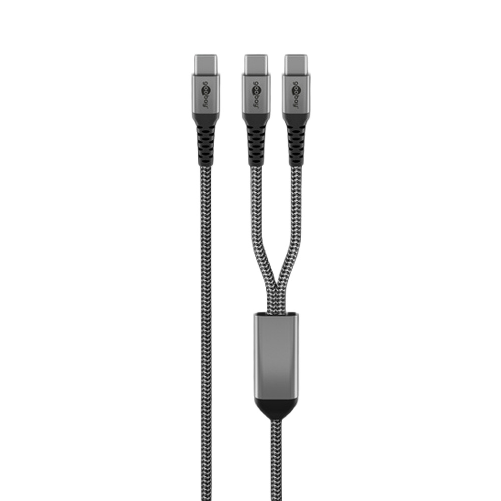 Goobay USB-C™-Textilkabel, 60 W, Power Delivery, 1,5 m, Schwarz-grau