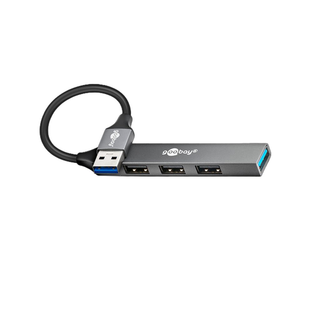 Goobay Slim 4-Port USB-Hub, USB-A auf USB-A, 5 Gbit/s