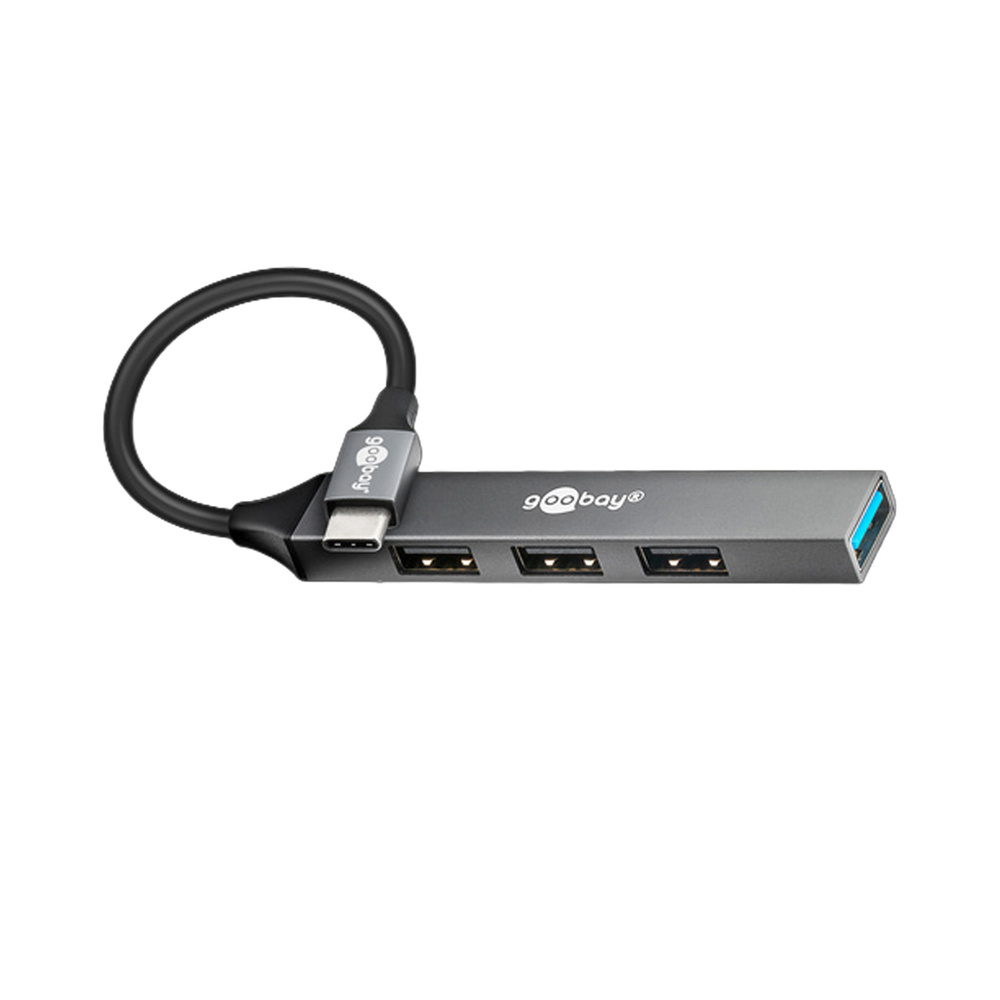Goobay Slim 4-Port USB-Hub, USB-C™ auf USB-A, 5 Gbit/s