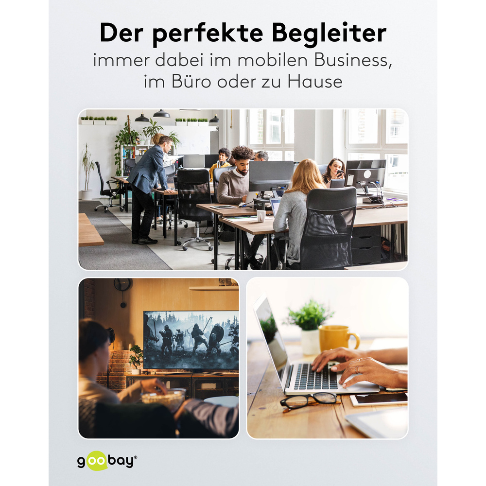 Goobay Slim 4-Port USB-Hub, USB-C™ auf USB-A, 5 Gbit/s