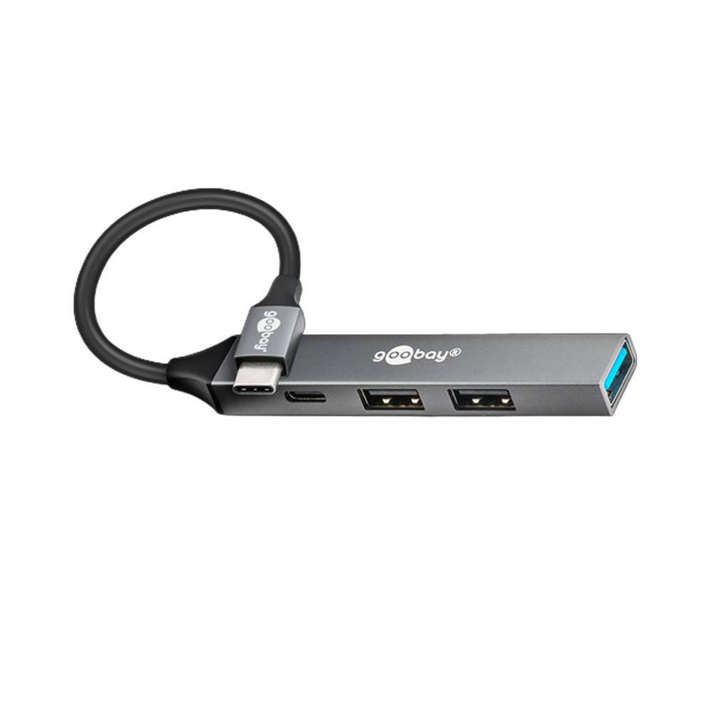 Goobay Slim 4-Port USB-Hub, USB-C™ auf USB-C™/USB-A, 5 Gbit/s