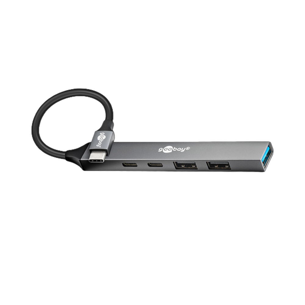Goobay Slim 5-Port USB-Hub, USB-C™ auf USB-C™/USB-A, 5 Gbit/s