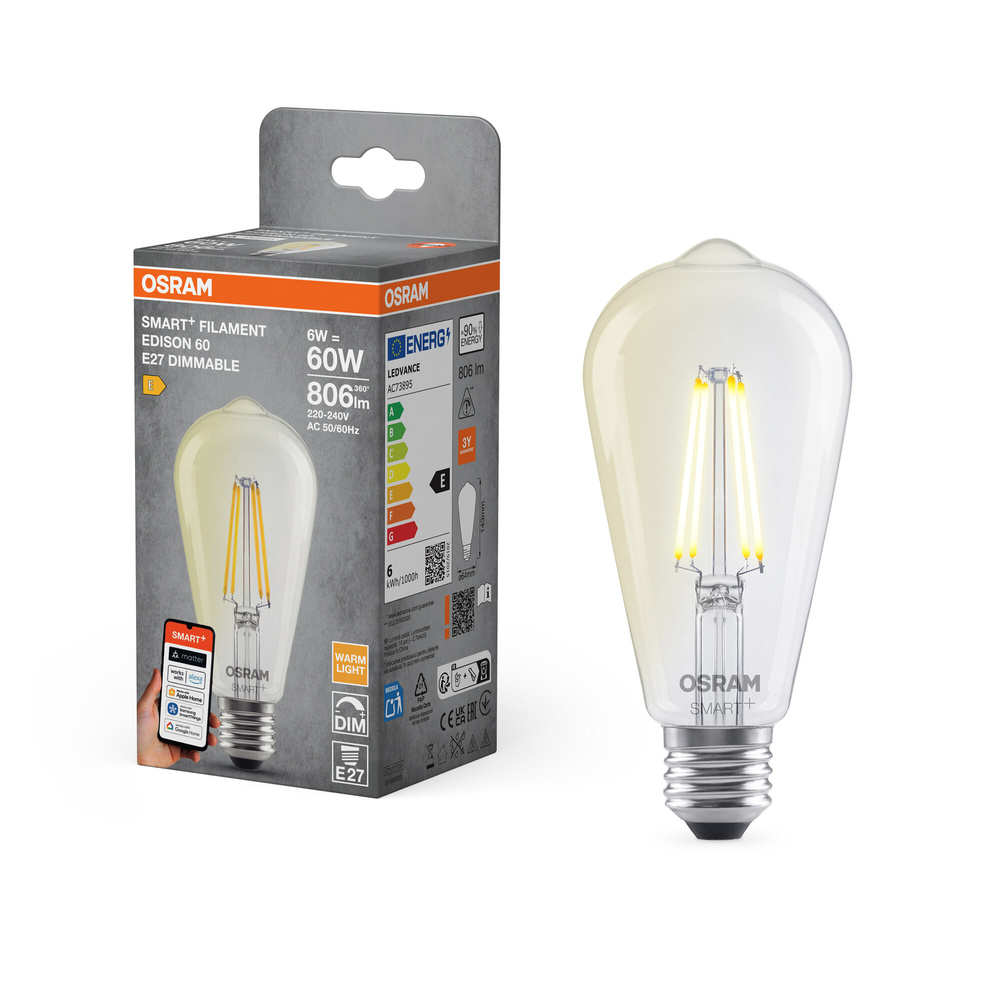 SMART+ Smart Home LED-Lampe E27, WLAN, dimmbar, IP20, Klar