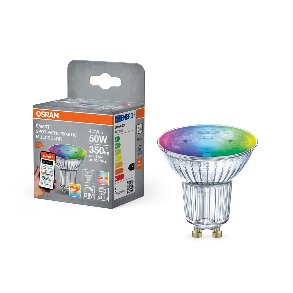 SMART+ Smart Home LED-Strahler GU10, WLAN, dimmbar, IP20, RGBW, Silber