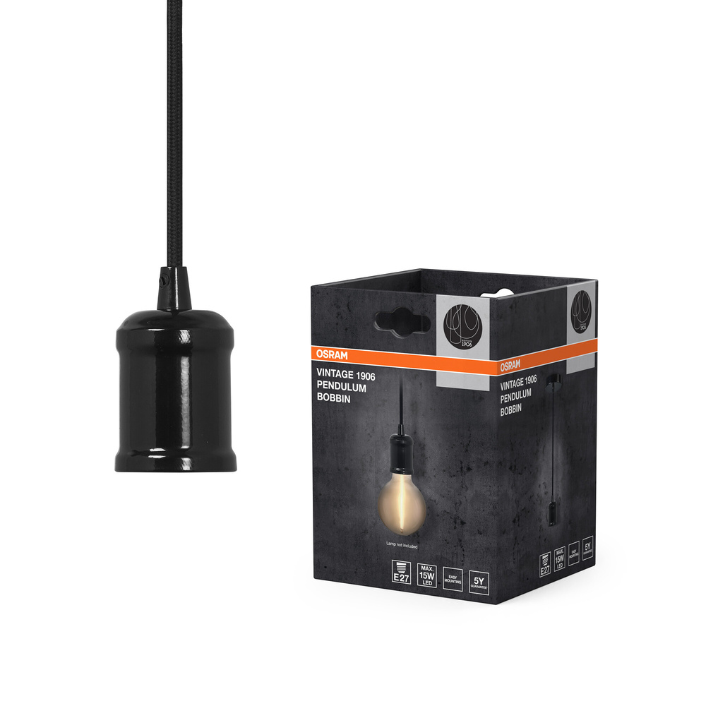 OSRAM Vintage 1906® Pendelleuchte BOBBIN,  E27, schwarz