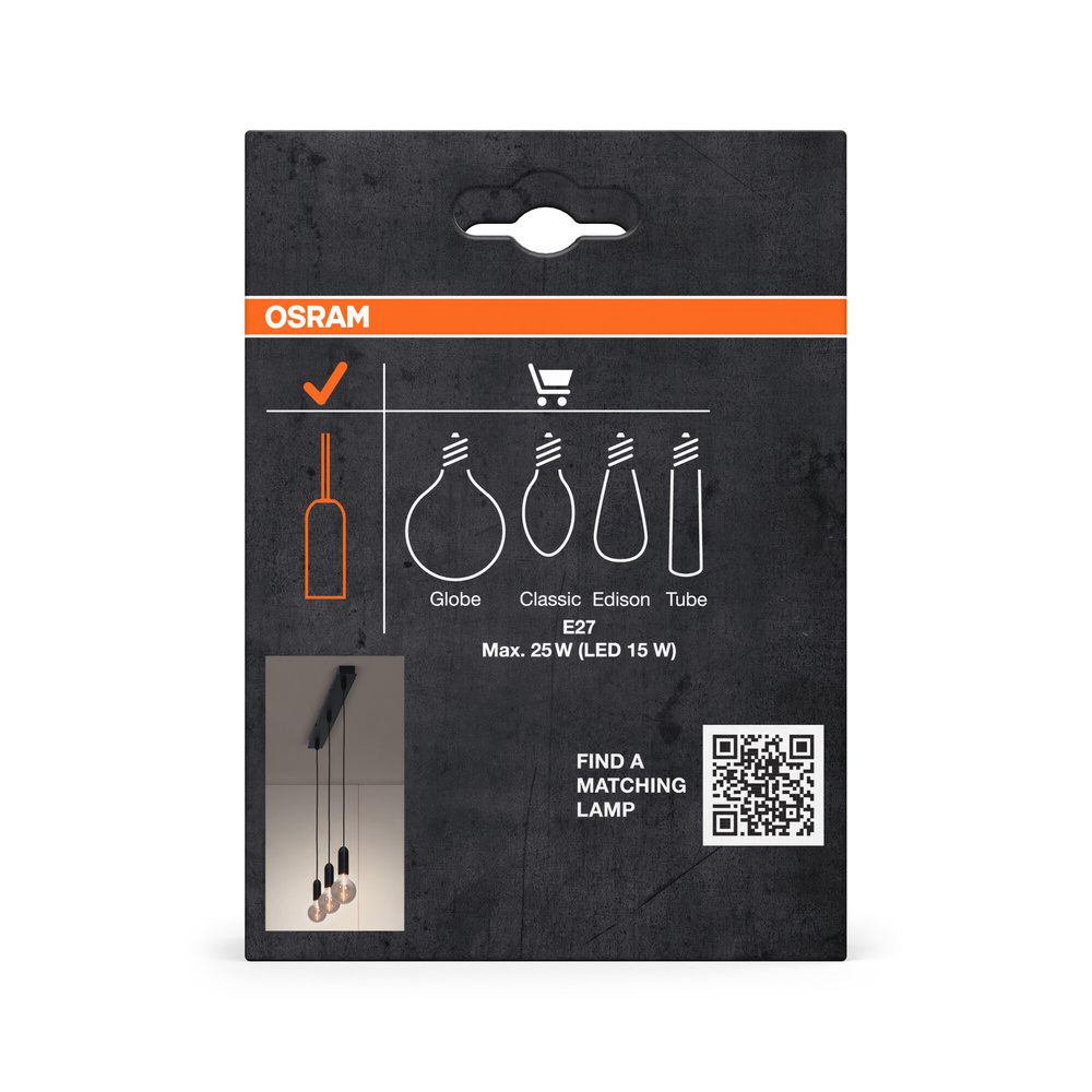 OSRAM Vintage 1906® Pendelleuchte ROUND,  E27, schwarz