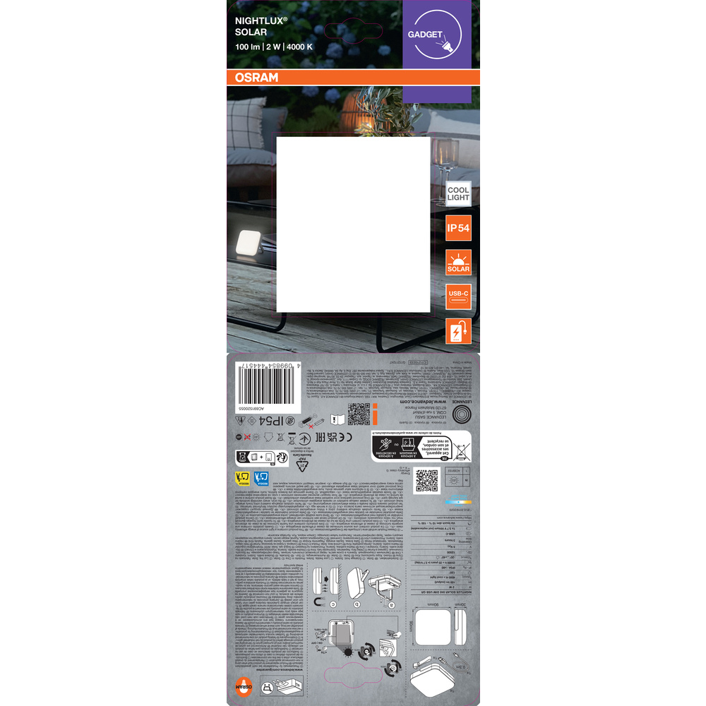Osram Solar-Leuchte, USB, Grau
