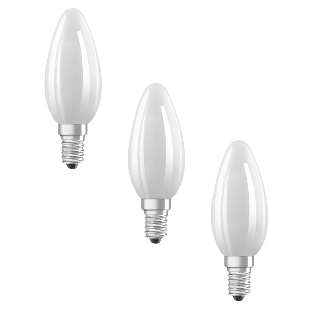Osram LED Base Classic B 60 Filament, 5,5W, 806 lm, E14, warmweiß, matt, 3-er Pack