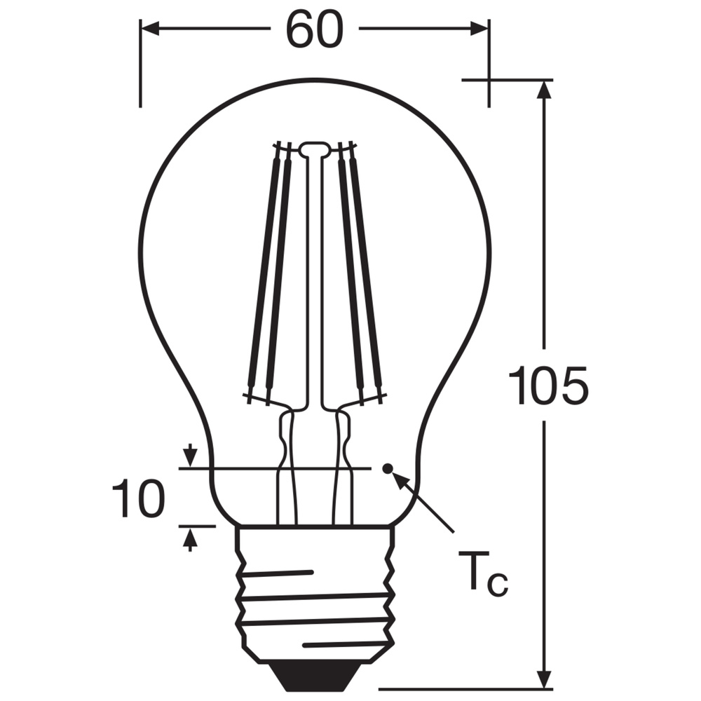 Osram LED Base Classic A 75 Filament, 7,5 W, 1055 lm, E27, kaltweiß, klar, 3er Pack