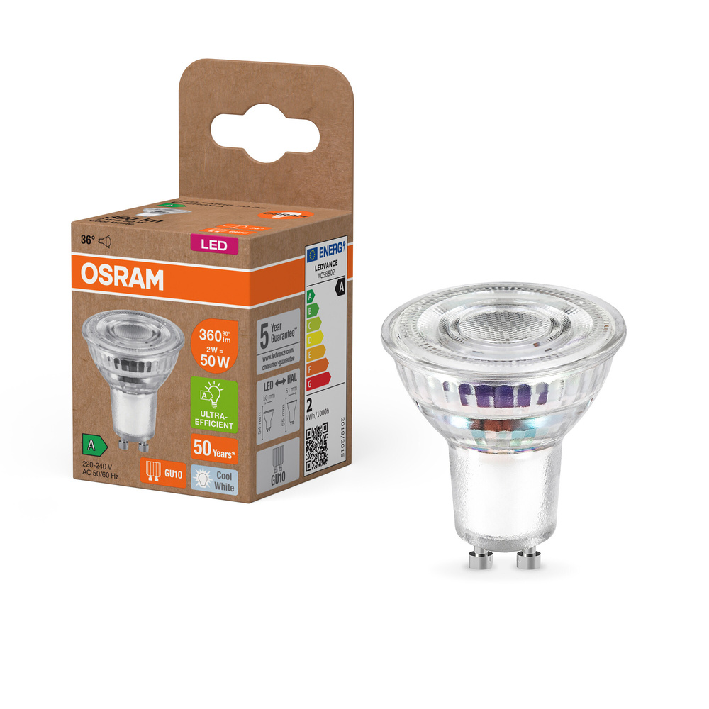 Osram LED PAR16 50 36°, 2 W, 360 lm, GU10, 4000 K, kaltweiß