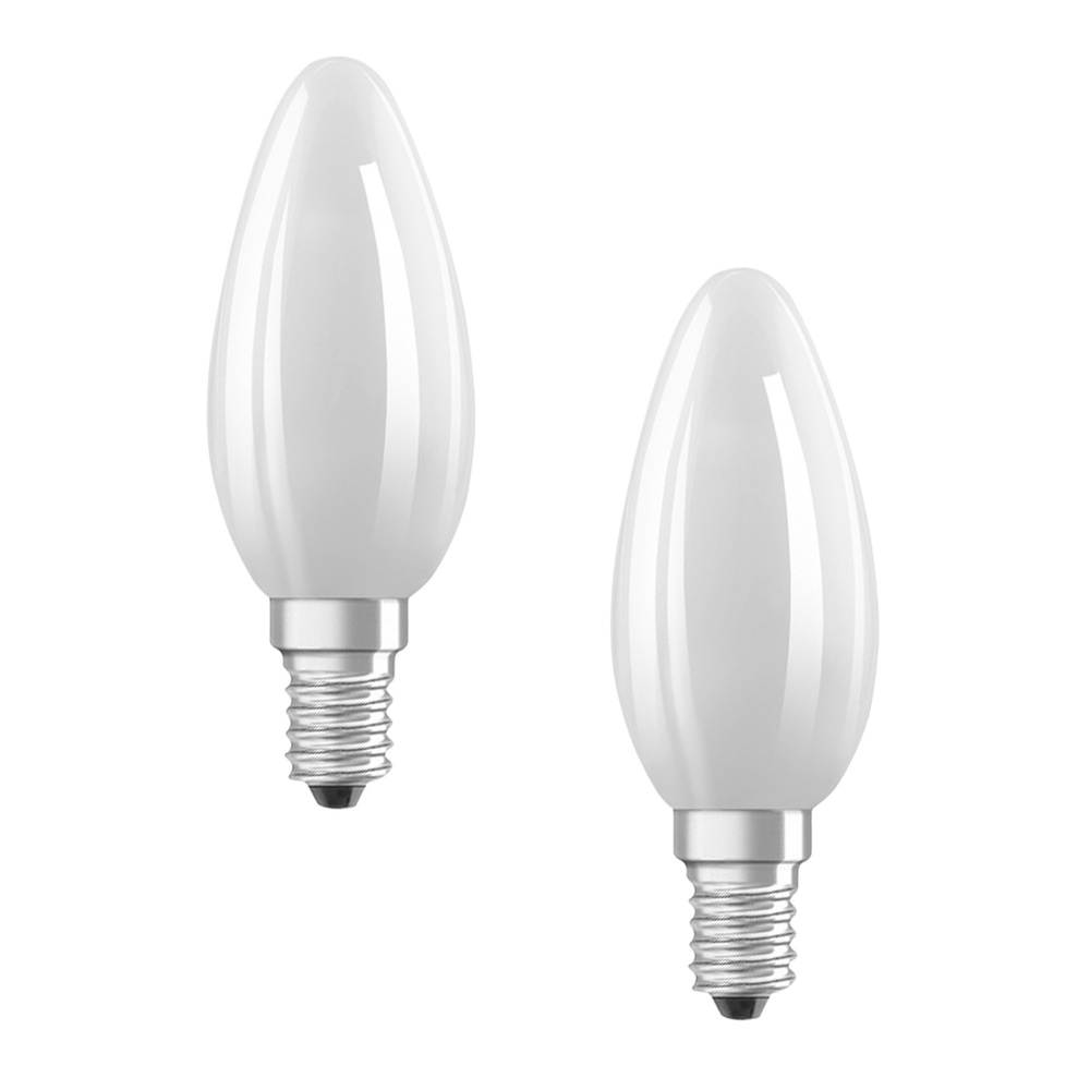 Osram LED Classic B 40, Filament, EEK A, 2,2 W, 470 lm, E14, warmweiß, matt, 2er Pack