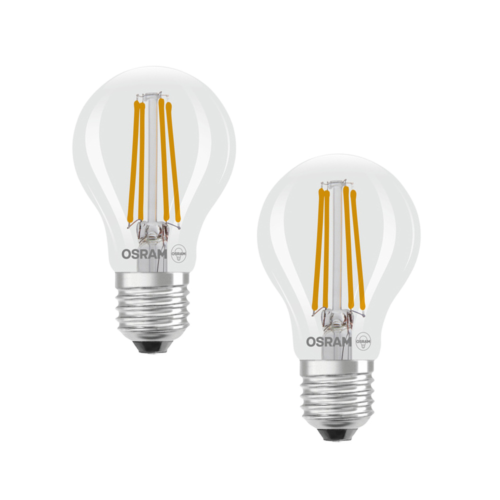 Osram LED Classic A 40, Filament, EEK A, 2,2 W, 470 lm, E27, warmweiß, klar, 2er Pack