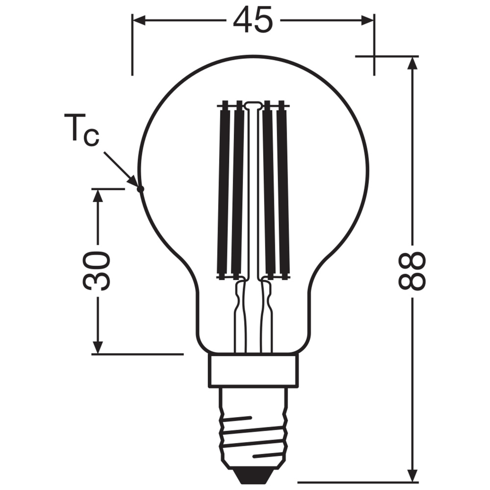 Osram LED Classic P 40, Filament, EEK A, 2,2 W, 470 lm, E14, warmweiß, klar
